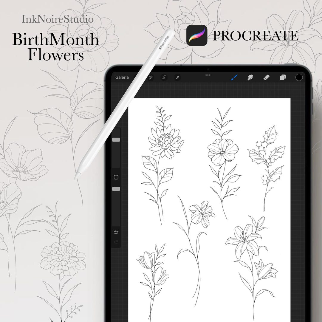 Birth Month Flowers • Tattoo Brushes • Flowers Brushes • Commercial Use ...