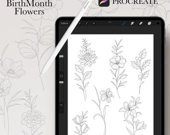 Geburtsmonatsblumen • Tattoopinsel • Blumenpinsel • Kommerzielle Nutzung • Procreate