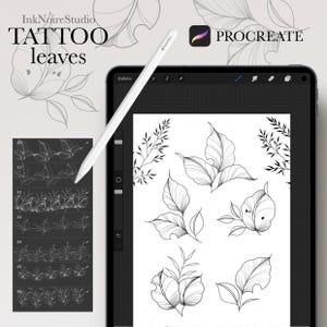 Leaf tattoo stamps for Procreate • Tattoo brushes • Leaf brushes • Commercial use • Procreate