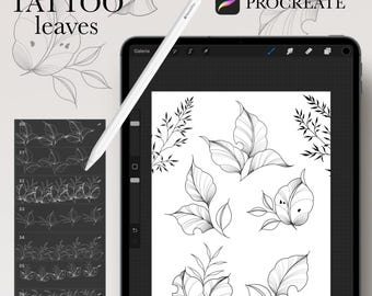 Blatt-Tattoo-Stempel für Procreate • Tattoo-Pinsel • Blatt-Pinsel • Kommerzielle Nutzung • Procreate