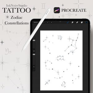 Tampons de tatouage de constellations du zodiaque pour Procreate • Pinceaux de tatouage • Pinceaux de constellations du zodiaque • Utilisation commerciale • Procreate