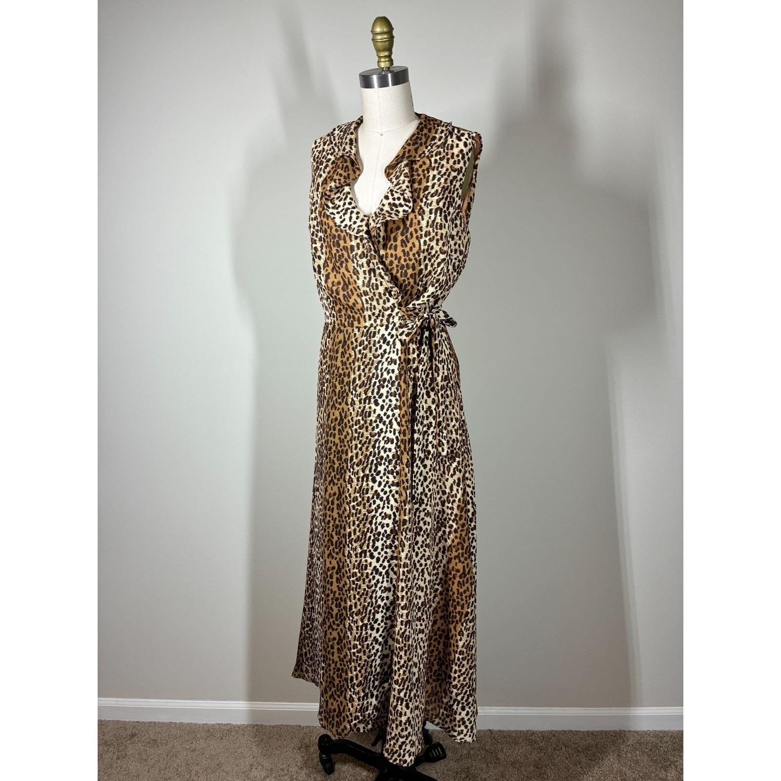 90s leopard print dress Coralyn Silk Dress in Mila Leopard Brown