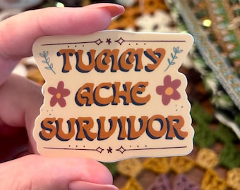 Tummy Ache Survivor Sticker: Funny IBS Humor