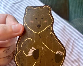 Vinylsticker grizzlybeer | Waterflessticker, buiten, cadeaus voor wandelaars