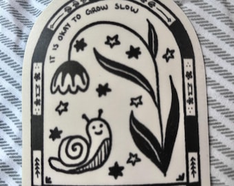 Grow Slow Snail Sticker | Granola Girl, Outdoors, Nature, Cozy