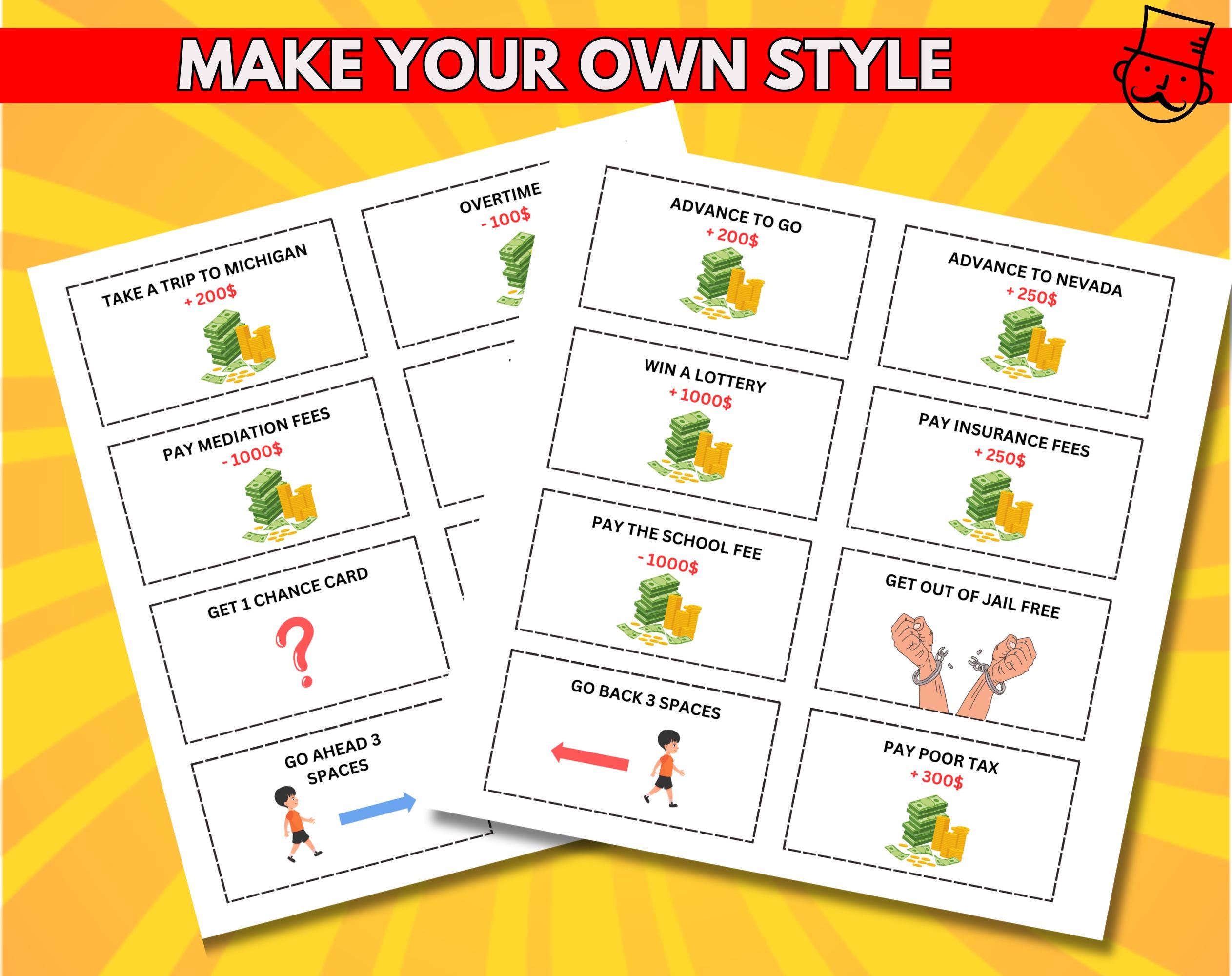 Custom Printable Monopoly Template Personalized Game Board DIY Canva ...