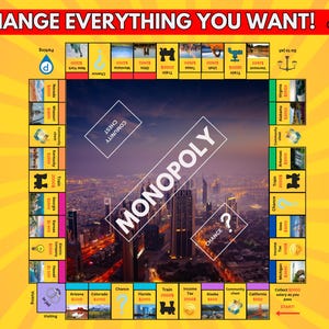 Custom Printable Monopoly Template Personalized Game Board DIY Canva ...