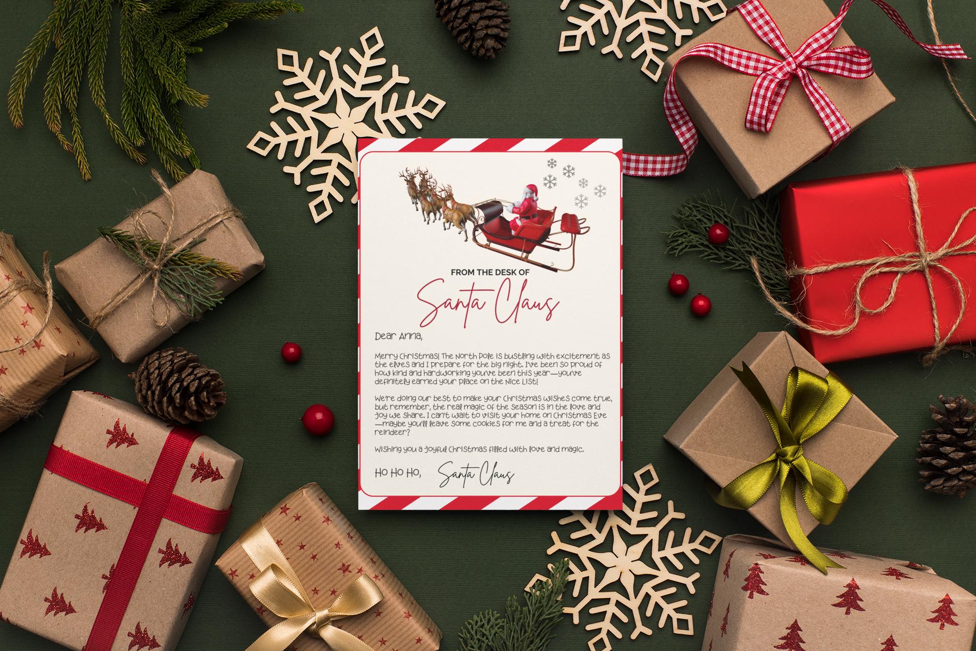 Personalized Santa Letter Template Editable Christmas Printable