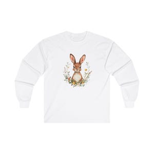 Bunny Long Sleeve Tee, Easter Shirt, Rabbit Top, Bunny Lover Gift, Unisex Tee, Cotton Shirt
