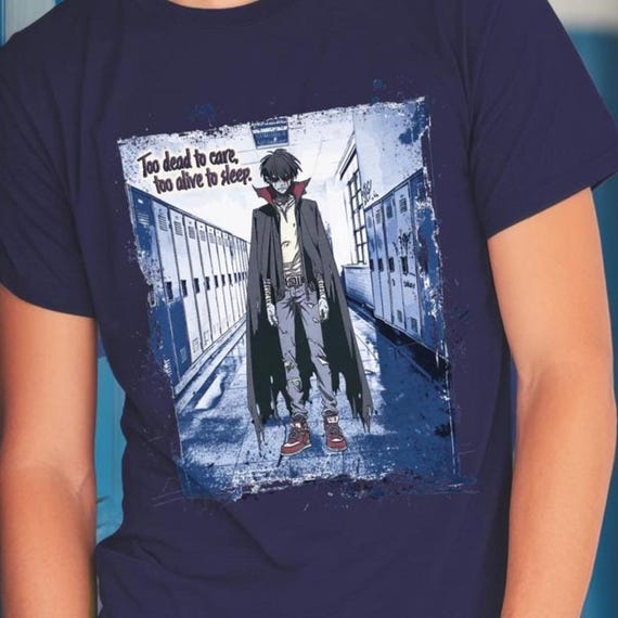 Manga Vampire Tee, Anime Lover Gift, Goth Kid Shirt, Unisex Cotton Top, Highschool Vibes T-Shirt