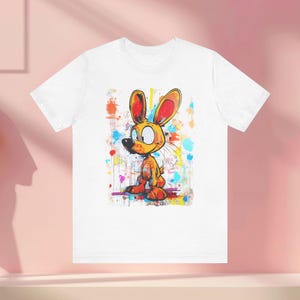 Graffiti Dog T-Shirt, Artsy Pet Lover Gift, Cartoon Animal Tee, Dog Lover Shirt, Cute Puppy Top