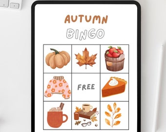 Autumn bingo aesthetic kids bingo classroom bingo classroom activities for preschool for kids printable game bingo pdf bingo cards instant