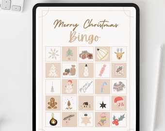 Aesthetic Christmas bingo game family bingo game digital bingo card classroom bingo game printable bingo Christmas party's game for kids