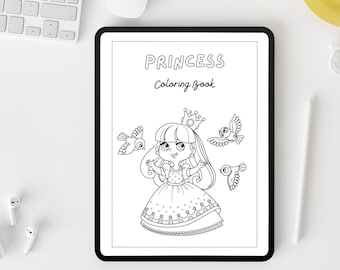 Pagine da colorare della principessa per i regali dei bambini per le attività della figlia per i bambini attività di matrimonio per i bambini pagine da colorare stampabili principessa colore