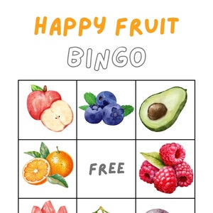 Bingo de frutas para niños, actividades de verano, juegos de aprendizaje en casa para niños, regalos para jugadores de bingo para niños, juegos de jardín de infantes