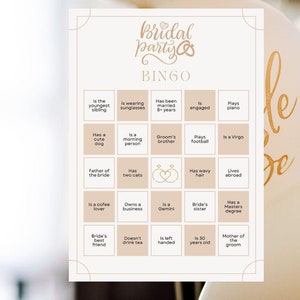 Juego de bingo para despedida de soltera, bingo para romper el hielo, juego de despedida de soltera, fiesta de despedida de soltera para damas de honor, juego de boda, dama de honor y novia