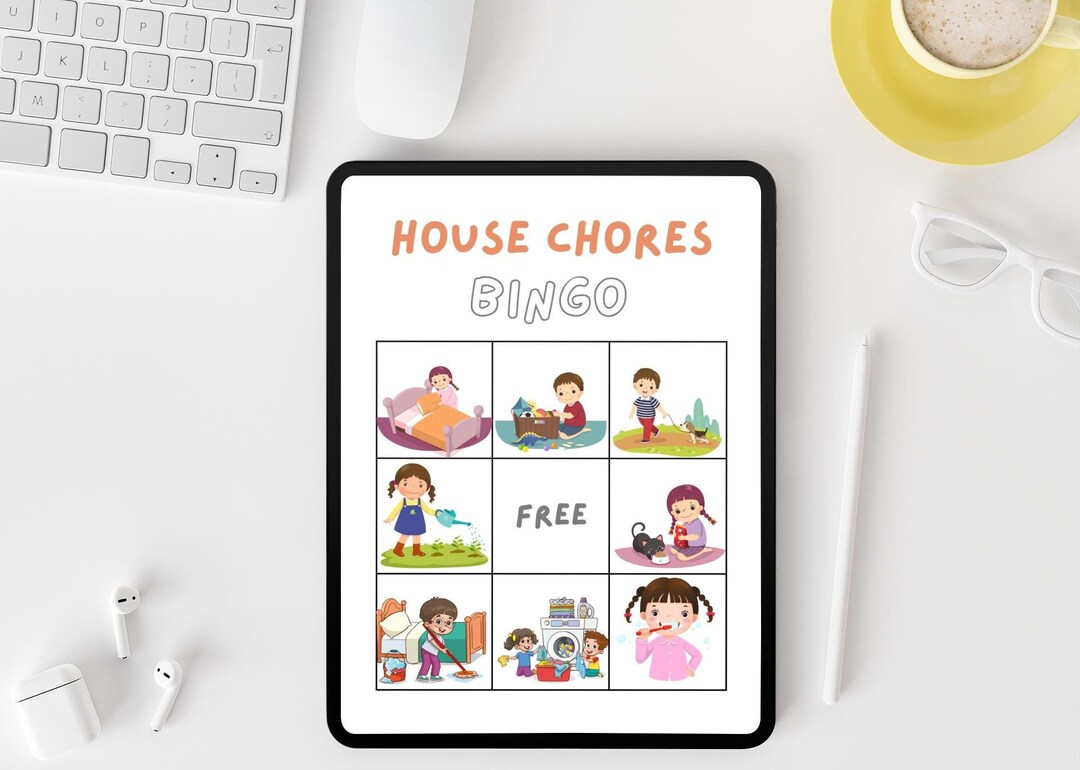 Kids House Chores Bingo Pdf Classroom Bingo Family Bingo Printable Game ...