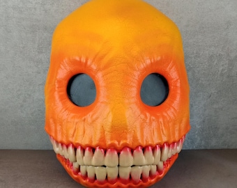 スマイリーマスク：黄色のひび割れたホラーマスク、ハロウィンコスチューム