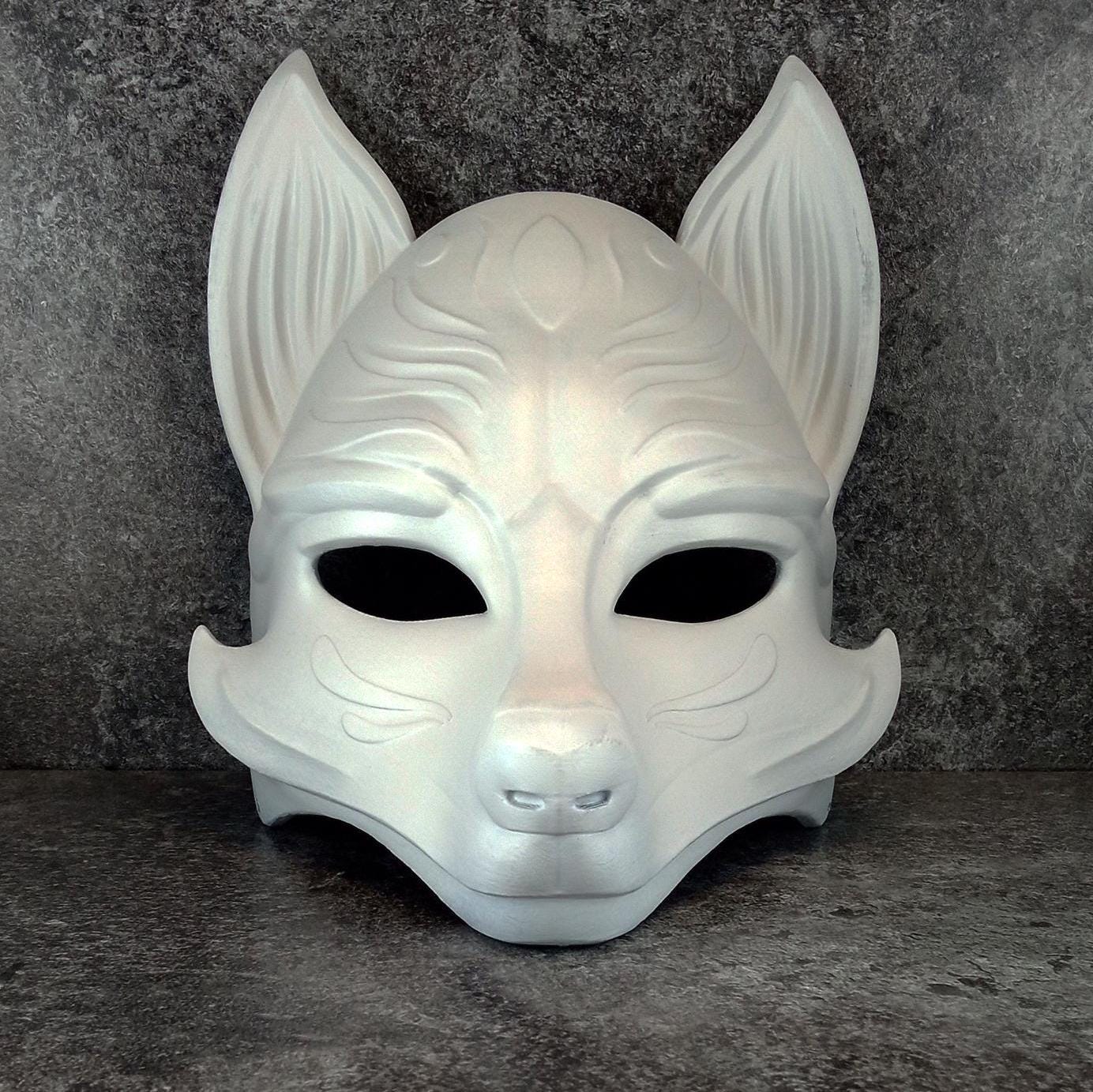 能面　OKAMEさま専用 Black Okami Mask, Black Kitsune Mask, Traditional Japanese