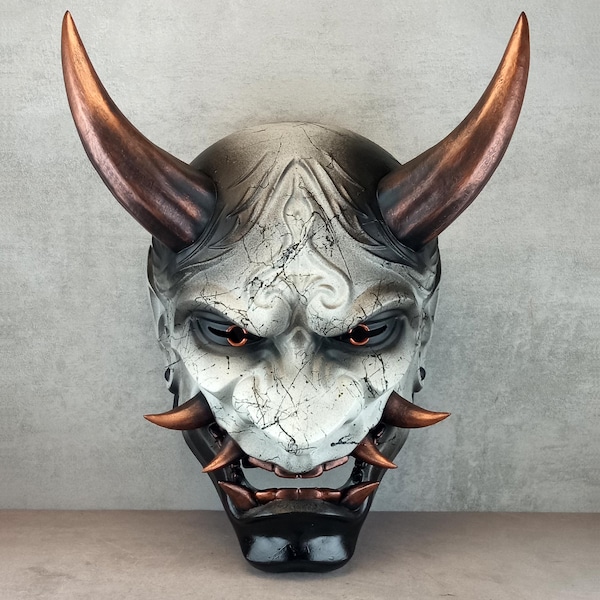 Hannya Oni Mask: Copper Mountain Demon ,Japanese Samurai Style ,Wall Decor