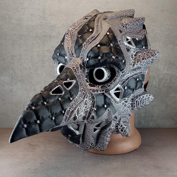 サイバーパンク レイヴンマスク：3Dプリント ペスト医師スタイル、白黒