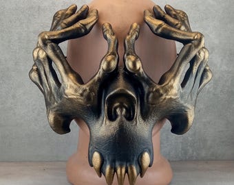 Maschera "Mani di scheletro di bronzo": costume horror di Halloween