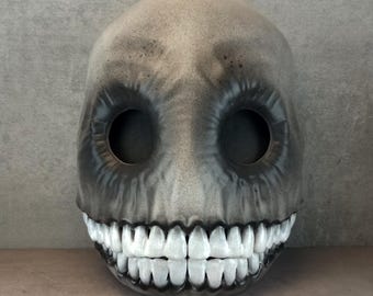 Maschera horror sorridente: maschera di Halloween grigio-nera