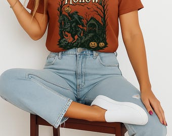 Sleepy Hollow T-shirt: Huvudlös Ryttare Halloween T-shirt, XS-5XL