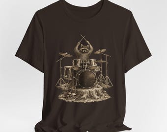 Camiseta de baterista de mapache rockero / Camiseta divertida de banda de rock