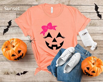 Dziewczęca koszulka z motywem Jack O'Lantern | Koszulka z motywem dyni na Halloween