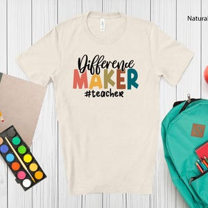 Difference Maker T-shirt voor docenten: uniseks T-shirt klaslokaalhumor