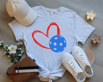 Camiseta deportiva unisex con estampado de corazón de Pickleball