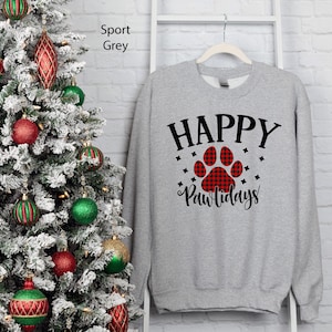 Glückliches Pawlidays Hundeliebhaber Feiertags-Sweatshirt | Weihnachtst-shirt, Weihnachtspullover, Geschenk-T-Shirt, festliches Arbeits-Party-T-Shirt