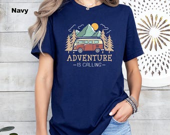 Adventure is Calling T-Shirt: Unisex Camping Hiking Tee