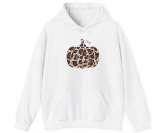 Hoodie met pompoenluipaardprint, comfortabel herfstsweatshirt