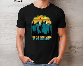 Hiking T-Shirt: Think Outside, Nature, Mountains Graphic Tee