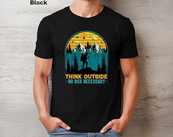 Hiking T-Shirt: Think Outside, Nature, Mountains Graphic Tee