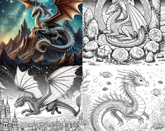 Libro para colorear Majestic Dragons: intrincados diseños de dragones de fantasía para adultos