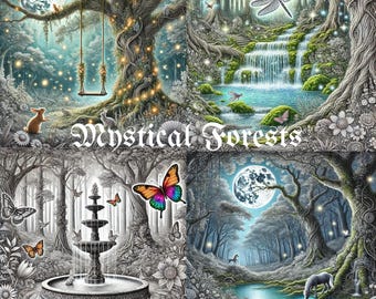 Libro para colorear Bosque Místico: Hadas, Criaturas y Paisajes (Descarga PDF)