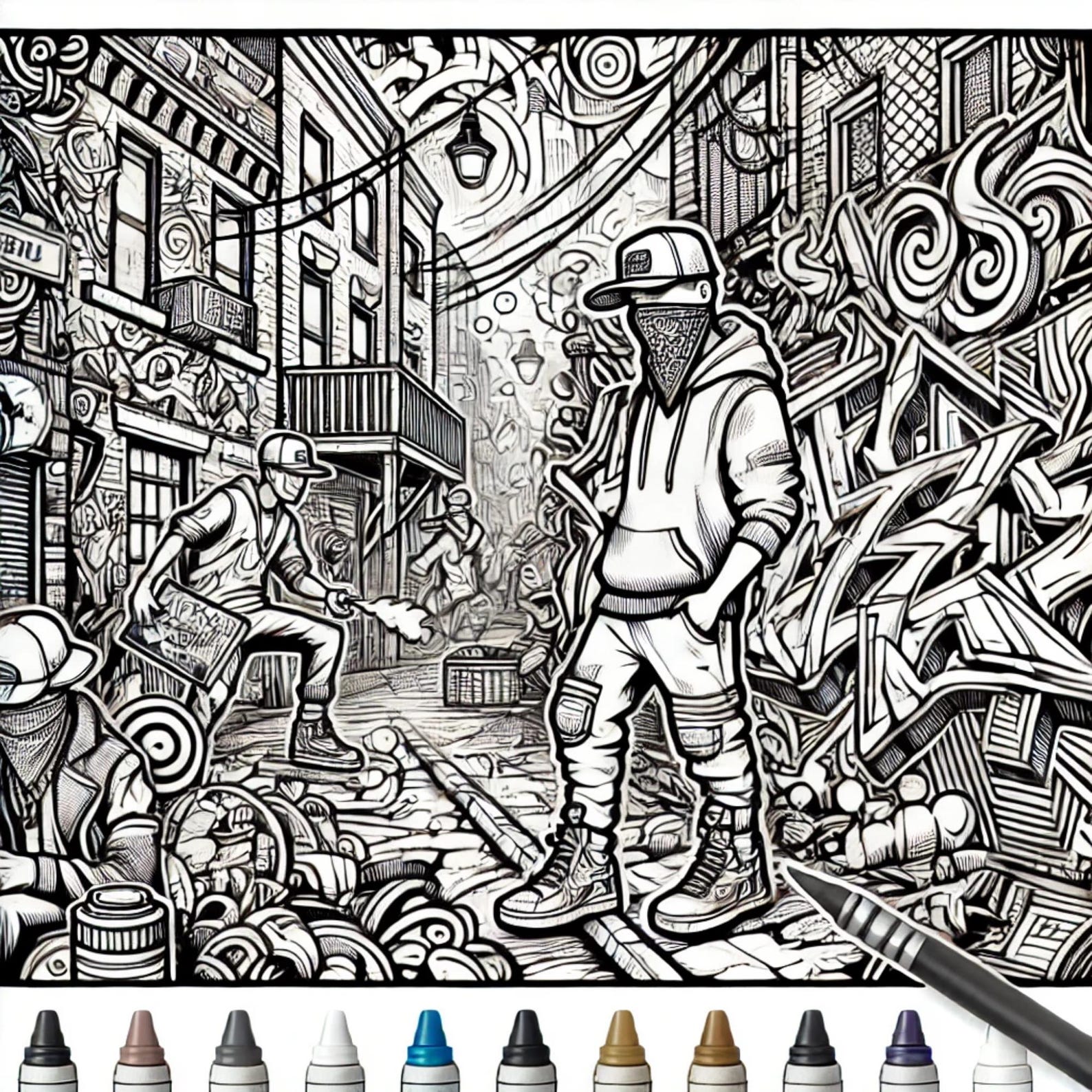 Street Art Coloring Pages – Vibrant Urban Graffiti Patterns - Etsy