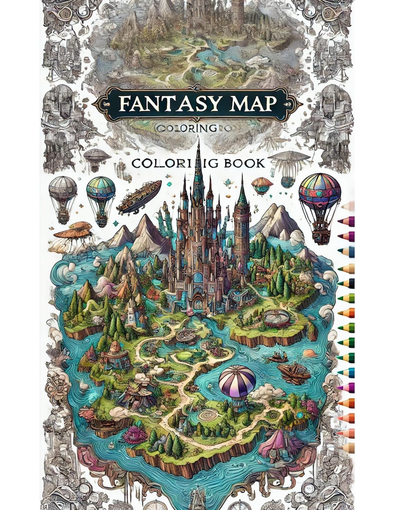 Fantasy Map Coloring Book: 25 Detailed Pages of Futuristic Cities ...