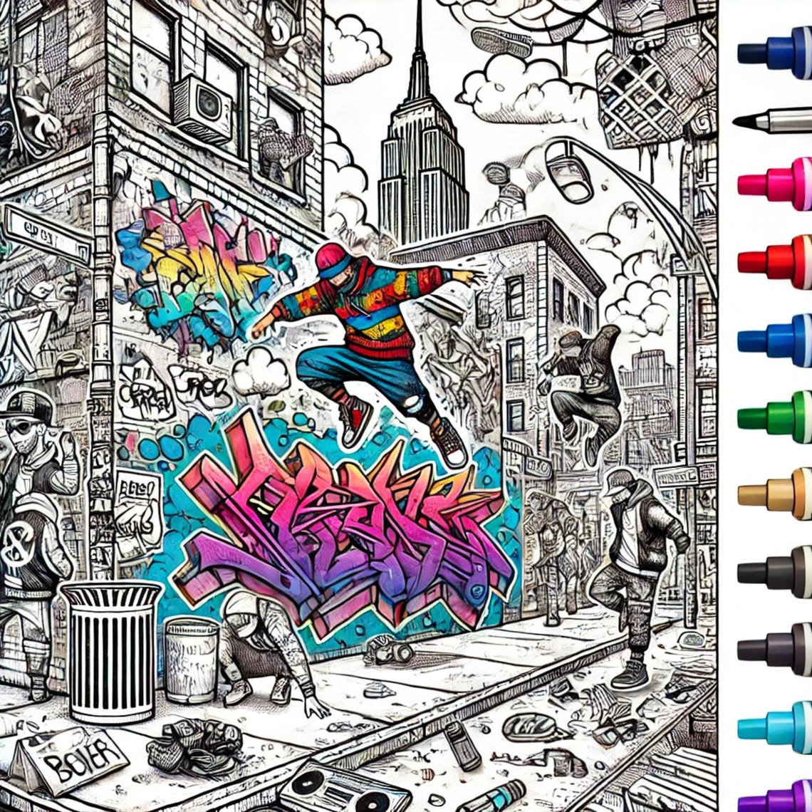 Street Art Coloring Pages – Vibrant Urban Graffiti Patterns - Etsy