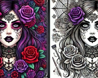Gothic Elegance Malbuch: 56 verschlungene Seiten (Instant Download)