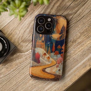 Fantasy Landscape Samsung Galaxy Ultra Phone Case, Vintage Landscape iPhone 16 15 14 13 Plus Pro Phone Case, Glittery Google Pixel 9 Cover