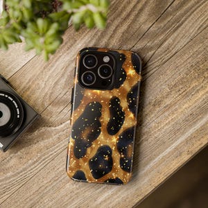 Animal Print Phone Case, Leopard Print Samsung Tough Phone Case, Glittery Cheetah iphone 16 15 14 13 Pro Case, Google Pixel 9 8 Phone Cover