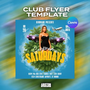 Editable Club Flyer, DIY Event Flyer, Party Flyer, Digital Birthday Flyer, Customizable, Digital, Canva Template for Social Media, Instagram