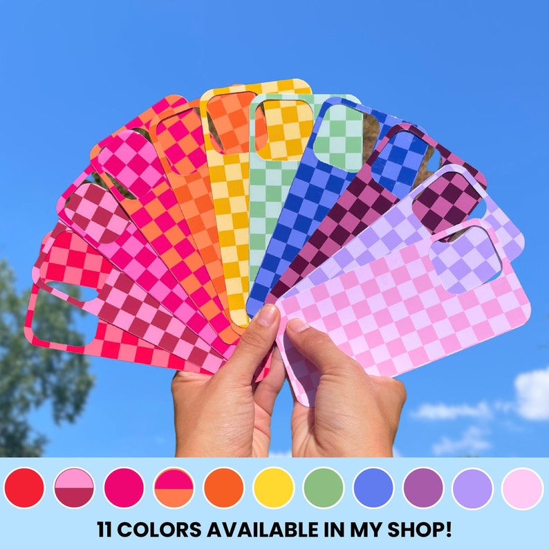 Phone Case Insert Hot Pink, Light Pink and Red Checkered Phone Case Inserts for Clear ...