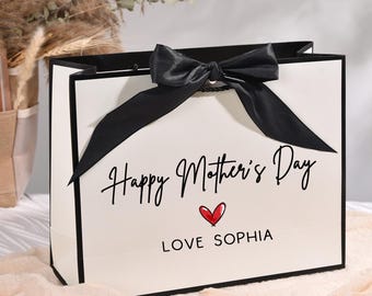 Custom Mother's Day Gift Bag, Personalized Paper Gift Bag for Mom, Happy Mother's Day Treat Bag with Name