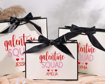 Galentine Squad Party Bags with Name, Personalized Galentine’s Day Favor Bags for Besties, Custom Girls Night Gift Bags