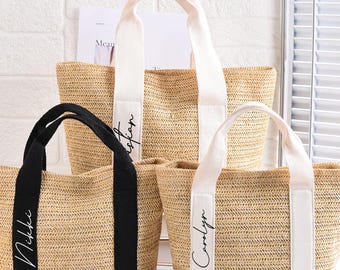Beach bag personalized, Custom Beach Straw Bags, Bachelorette Tote Bag,Bridesmaid Bag, Bridal Shower Bags,Wedding Favors,Bridesmaid Proposal
